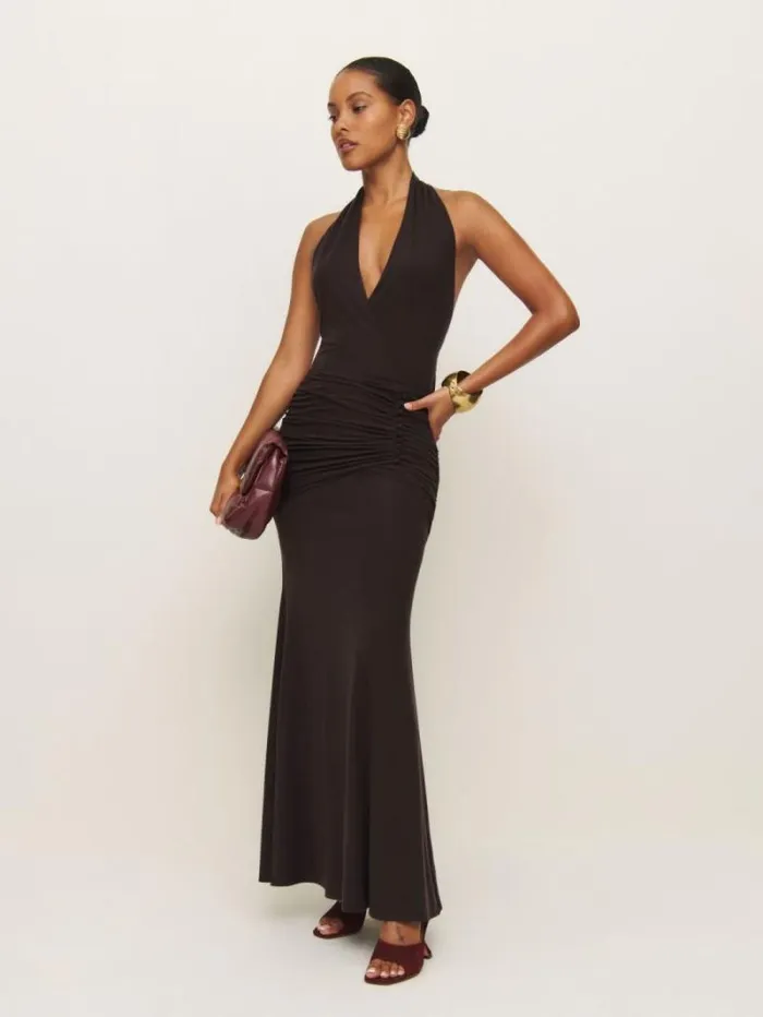 The Reformation Arden Knit Dress Black Currant 8211 Clothing