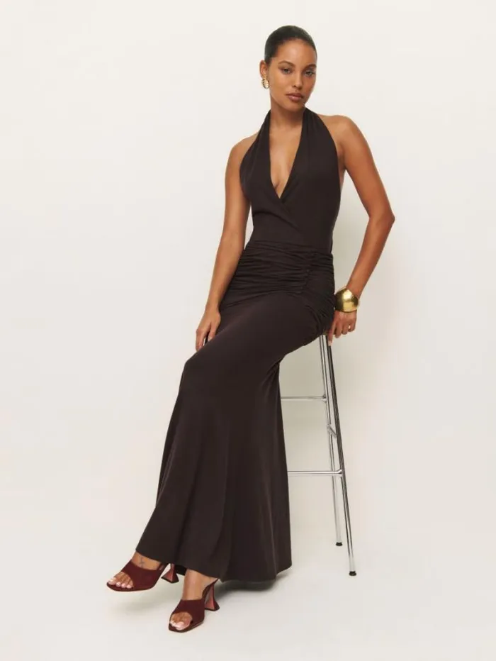 The Reformation Arden Knit Dress Black Currant 8211 Clothing