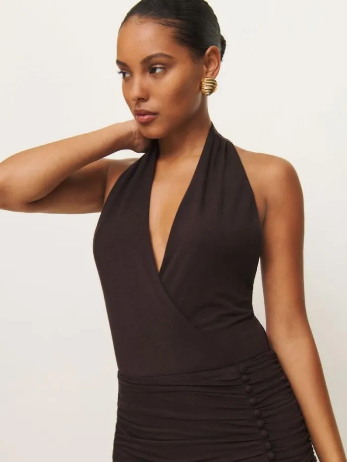 The Reformation Arden Knit Dress Black Currant 8211 Clothing