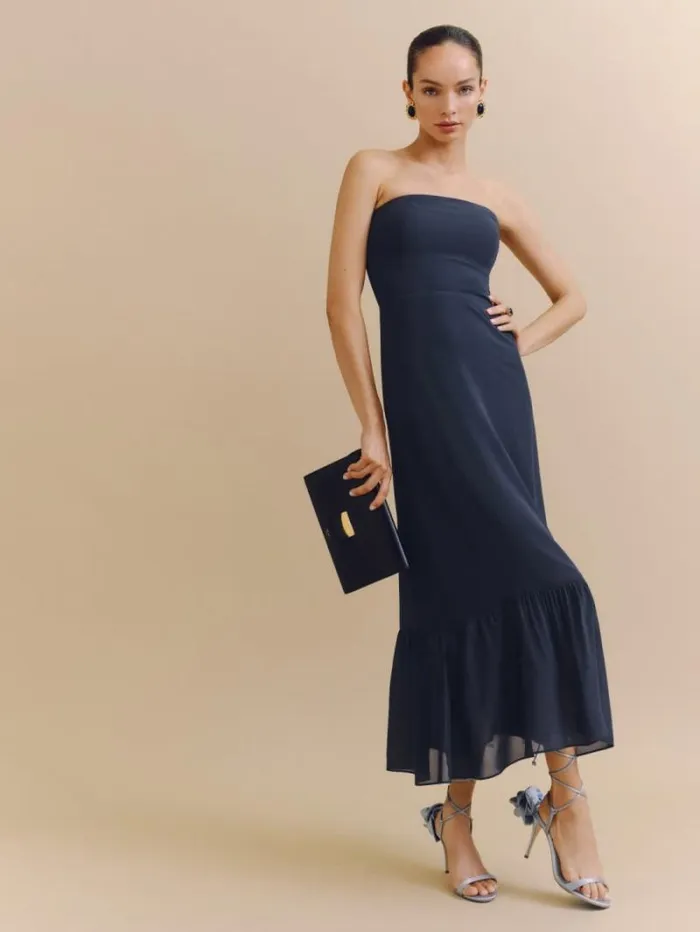 The Reformation Arta Dress Navy 8211 Weddings