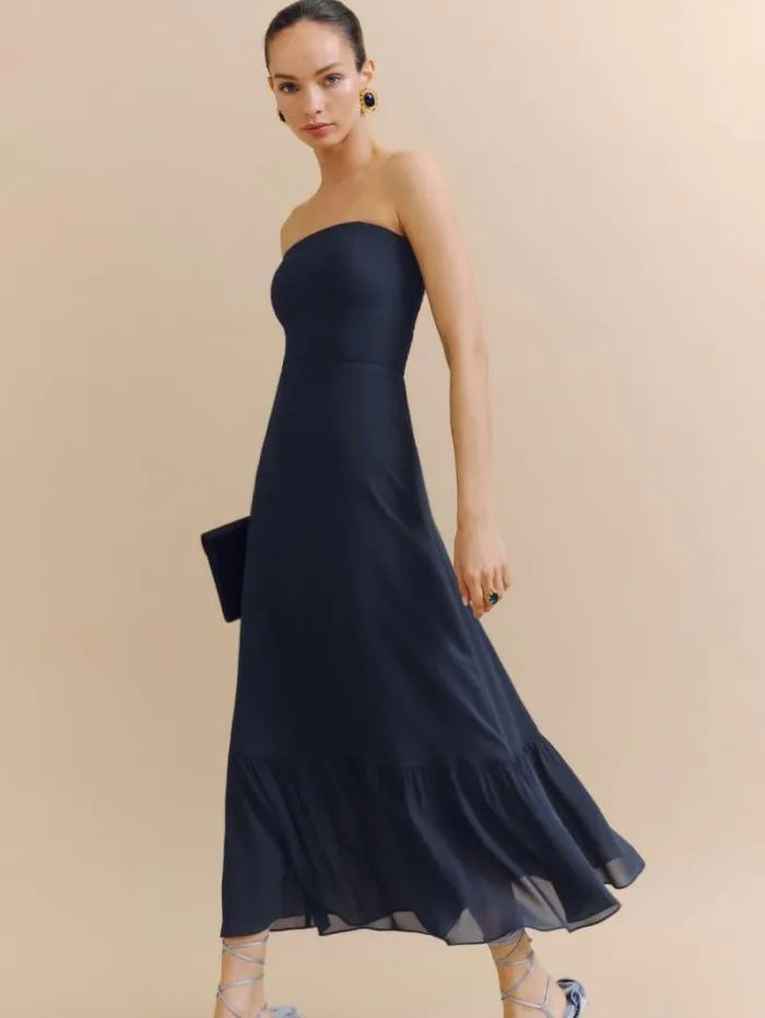 The Reformation Arta Dress Navy 8211 Weddings