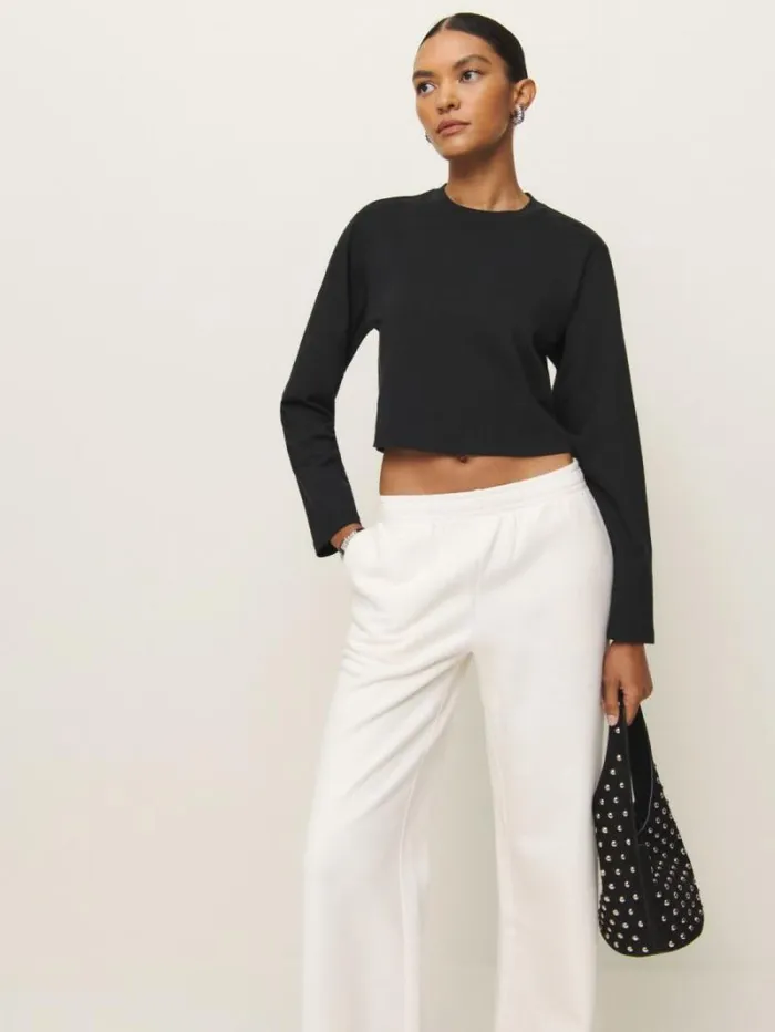 The Reformation Asher Cropped Oversized Longsleeve Tee Black 8211 Clothing