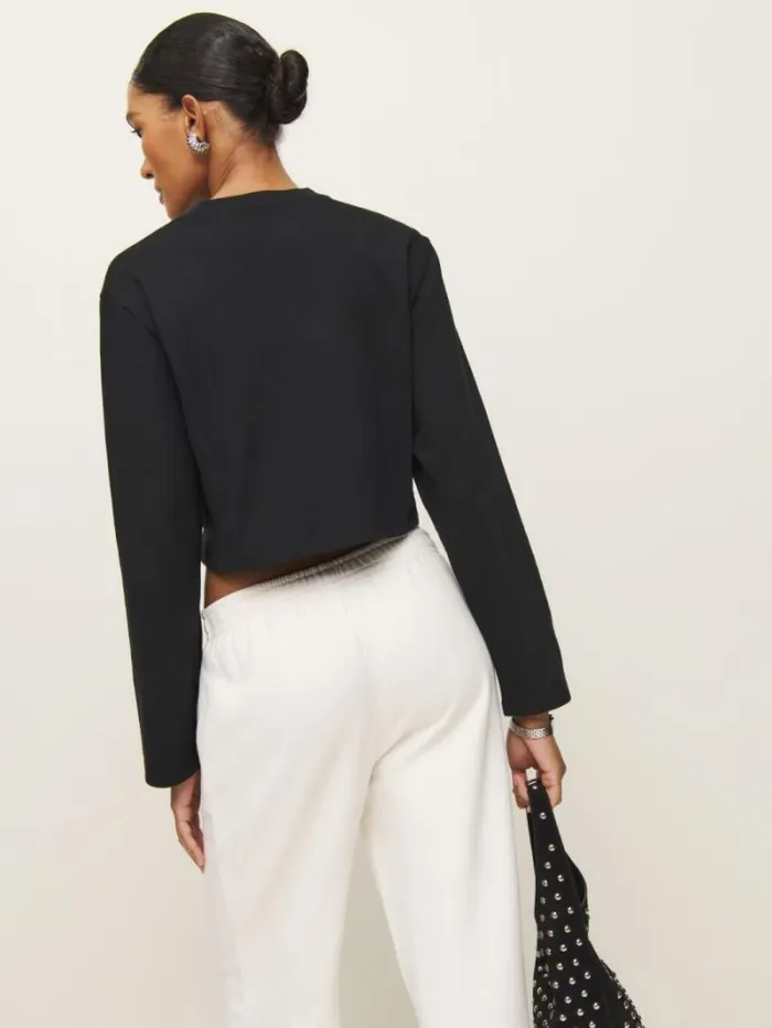 The Reformation Asher Cropped Oversized Longsleeve Tee Black 8211 Clothing