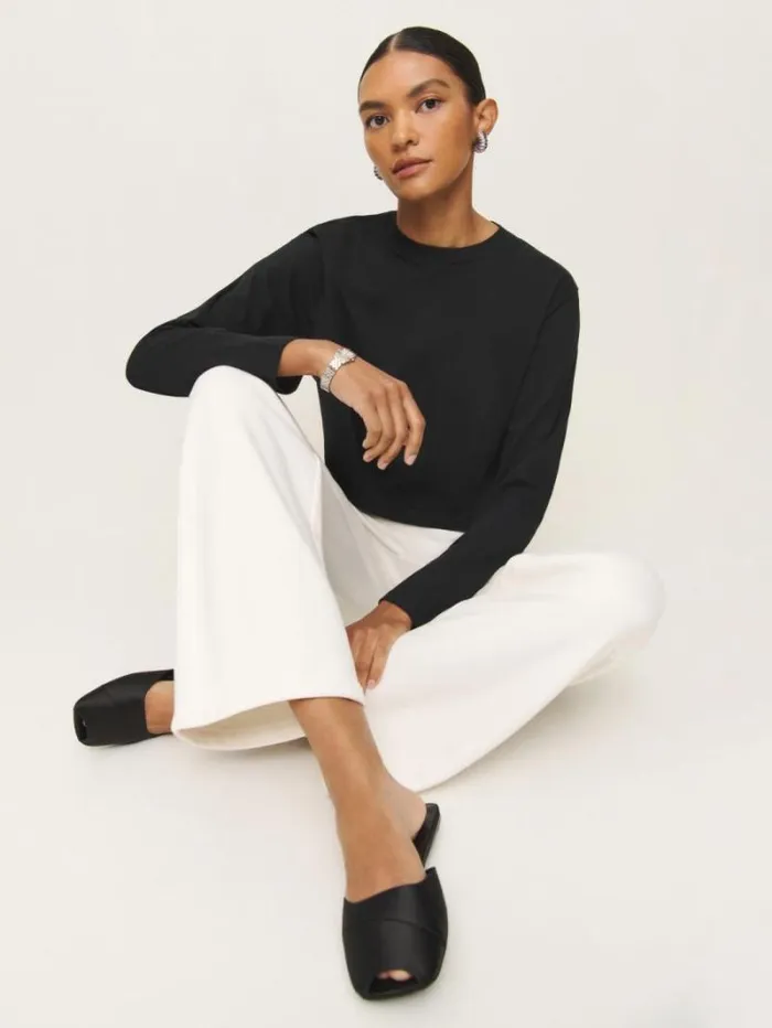 The Reformation Asher Cropped Oversized Longsleeve Tee Black 8211 Clothing