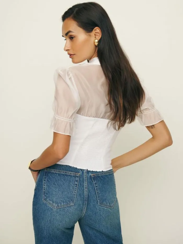 The Reformation Avianna Linen Top White 8211 Clothing