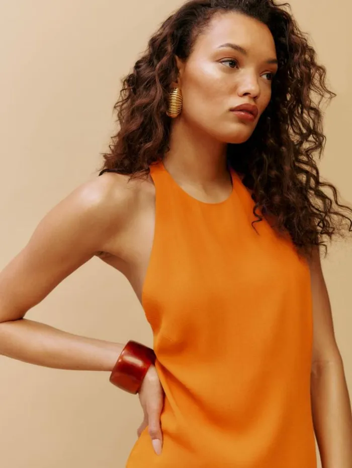 The Reformation Avielle Dress Nectarine 8211 Clothing