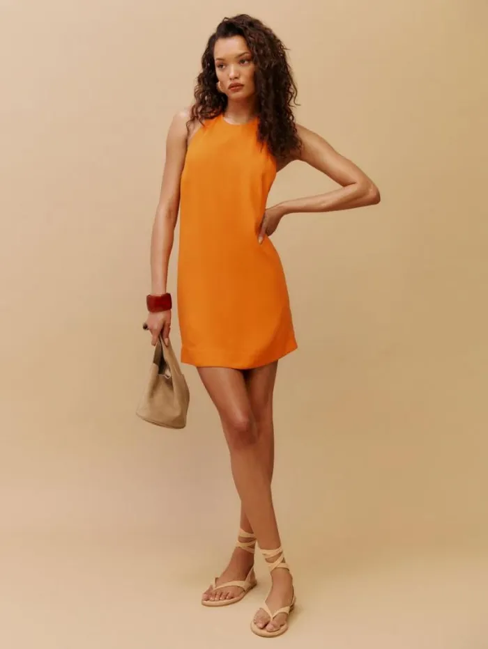 The Reformation Avielle Dress Nectarine 8211 Clothing