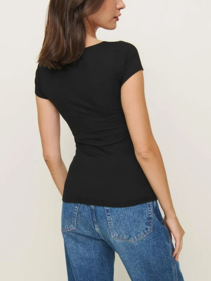 The Reformation Bardot Knit Top Black 8211 Clothing