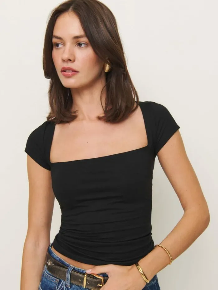 The Reformation Bardot Knit Top Black 8211 Clothing