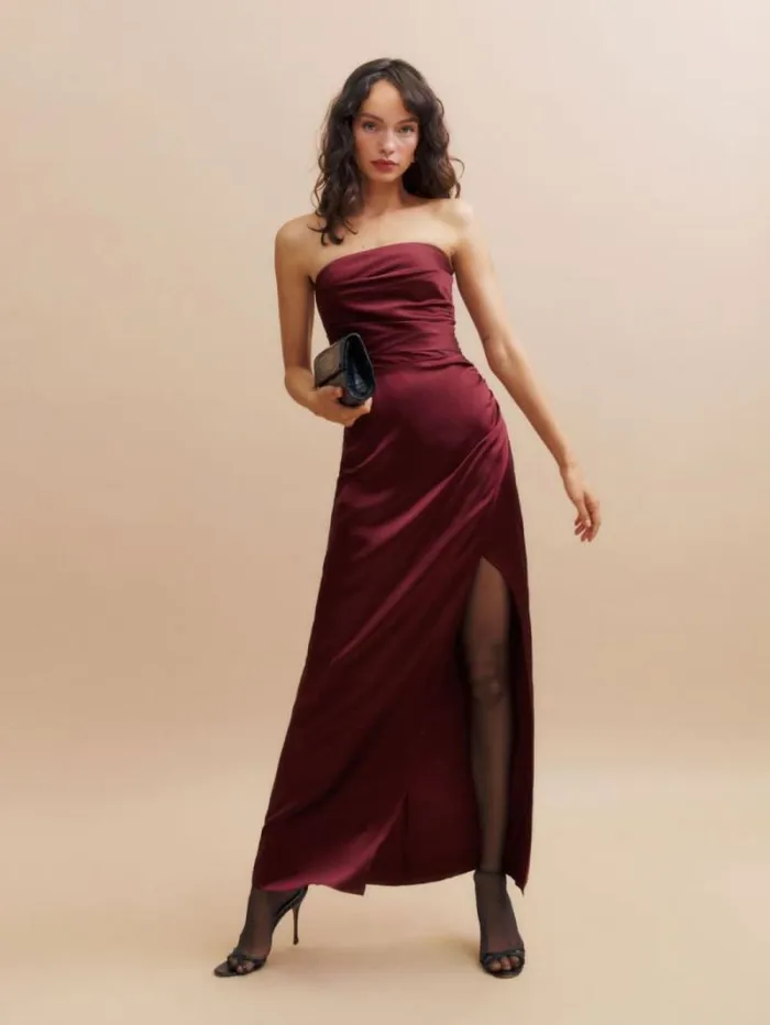 The Reformation Barrow Silk Dress Chianti 8211 Weddings