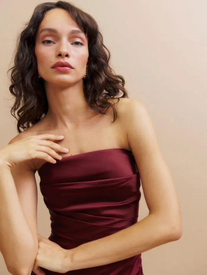 The Reformation Barrow Silk Dress Chianti 8211 Weddings