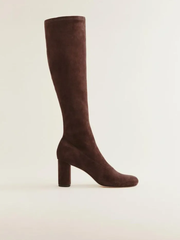 The Reformation Belinda Knee High Boot Oak Stretch Suede 8211 Shoes