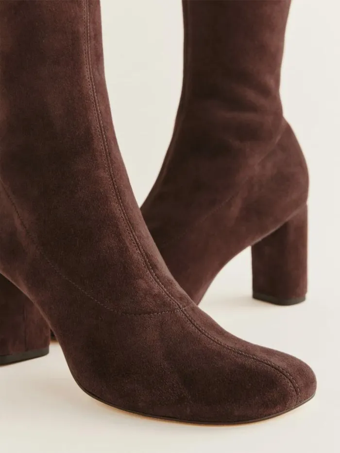 The Reformation Belinda Knee High Boot Oak Stretch Suede 8211 Shoes