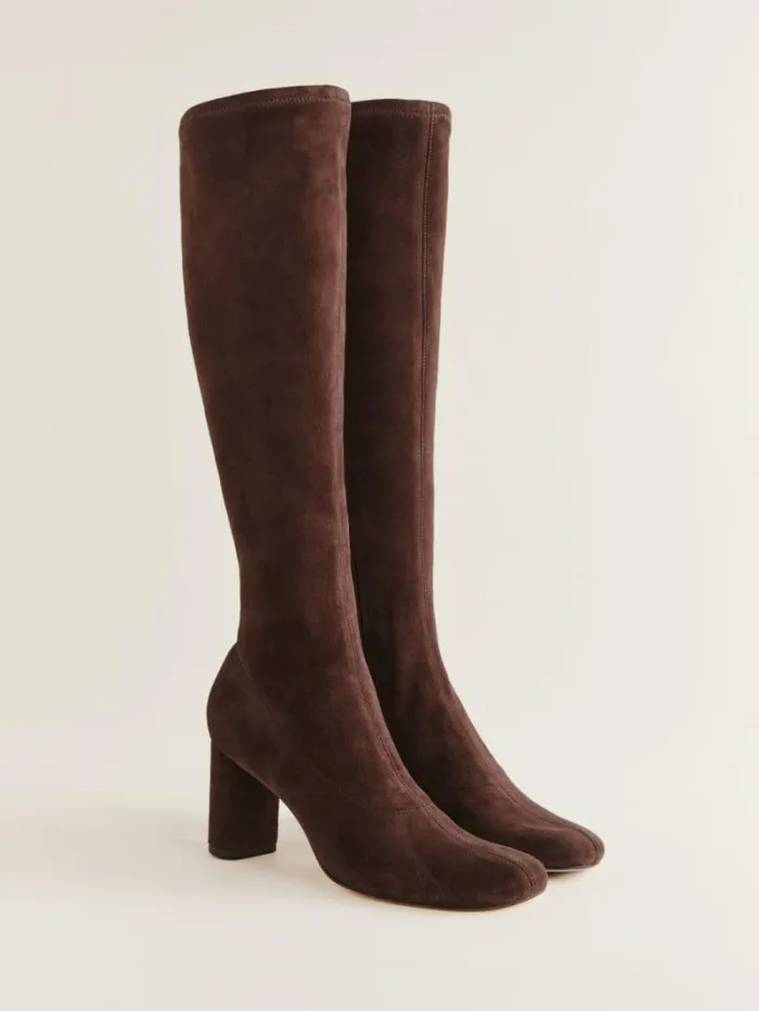 The Reformation Belinda Knee High Boot Oak Stretch Suede 8211 Shoes