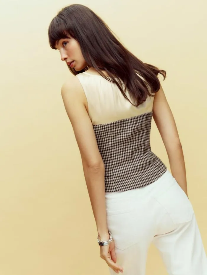 The Reformation Beverly Top Tartine Check 8211 Clothing