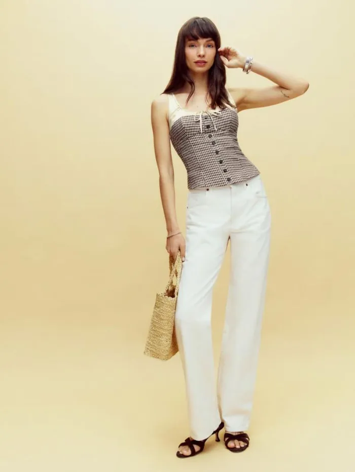 The Reformation Beverly Top Tartine Check 8211 Clothing