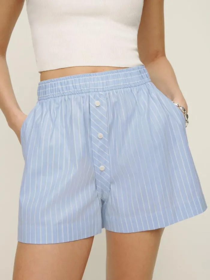 The Reformation Billy Short Horizon Pinstripe 8211 Clothing