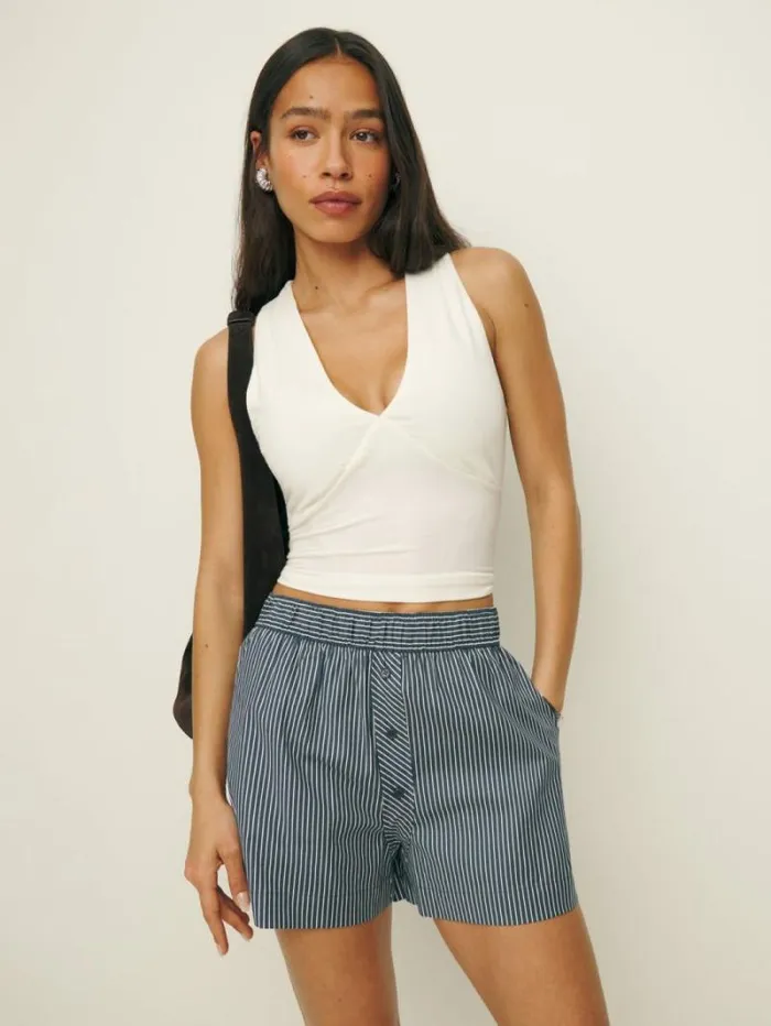The Reformation Billy Short Long Island Stripe 8211 Clothing