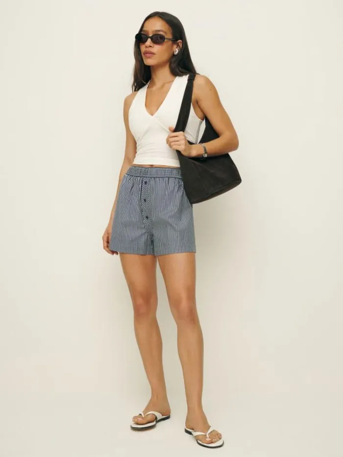 The Reformation Billy Short Long Island Stripe 8211 Clothing
