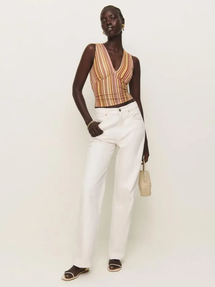 The Reformation Bowie Knit Top Solstice Stripe 8211 Clothing