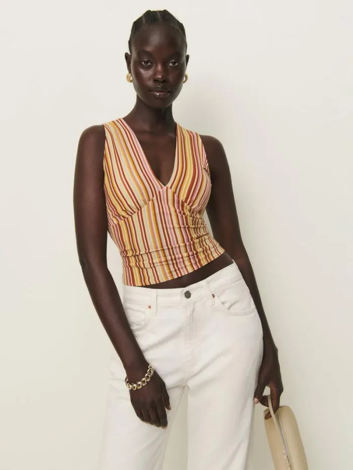 The Reformation Bowie Knit Top Solstice Stripe 8211 Clothing