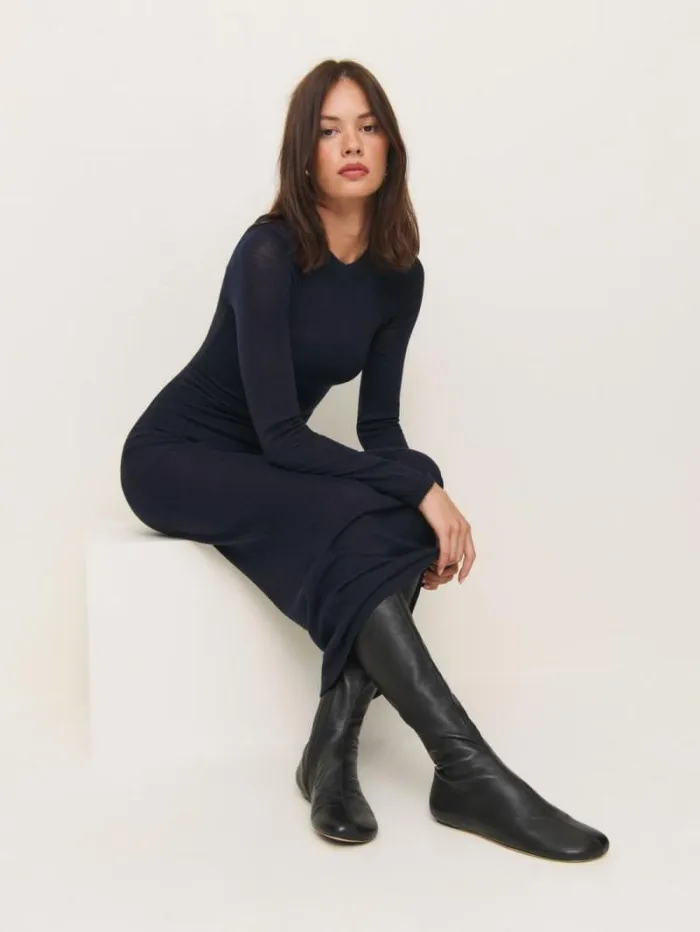 The Reformation Bradshaw Knee High Boot Black Stretch Leather 8211 Shoes
