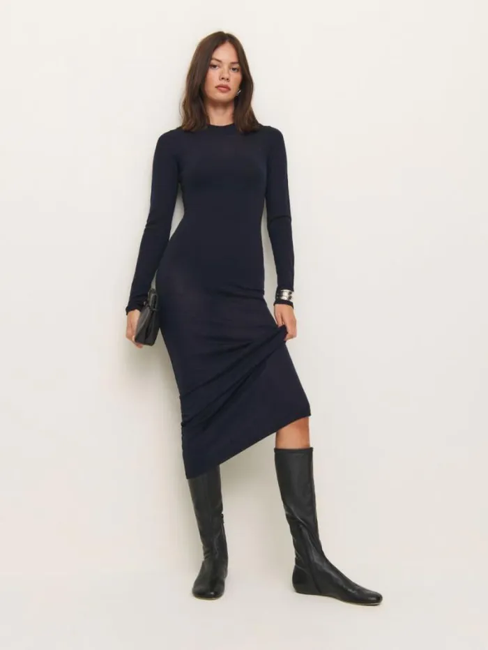 The Reformation Bradshaw Knee High Boot Black Stretch Leather 8211 Shoes