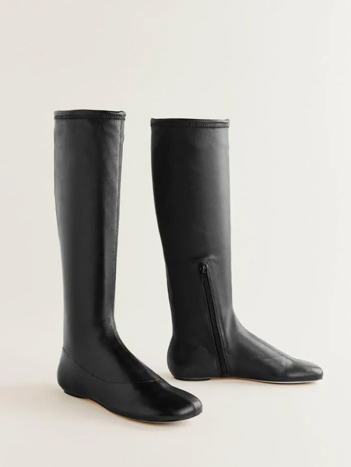 The Reformation Bradshaw Knee High Boot Black Stretch Leather 8211 Shoes