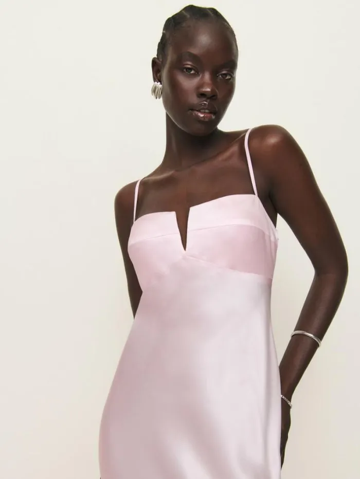 The Reformation Brie Silk Dress Cherry Blossom 8211 ClothingWeddings