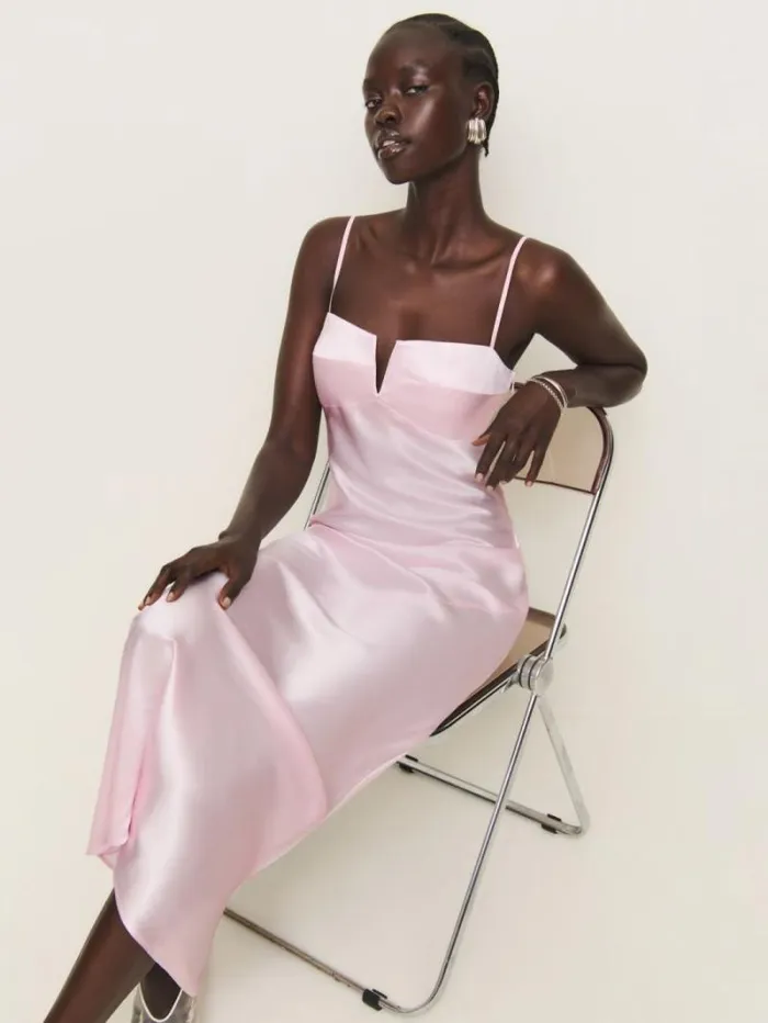 The Reformation Brie Silk Dress Cherry Blossom 8211 ClothingWeddings