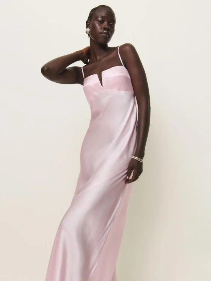 The Reformation Brie Silk Dress Cherry Blossom 8211 ClothingWeddings