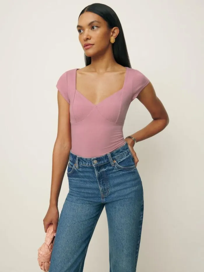 The Reformation Brielle Knit Top Rose Petals 8211 Clothing
