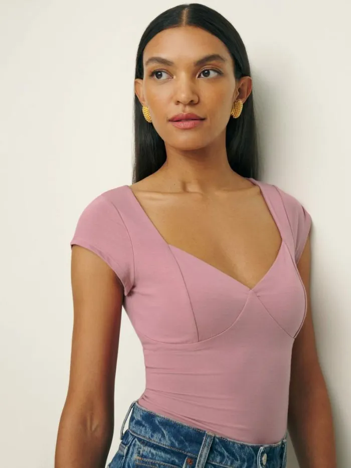 The Reformation Brielle Knit Top Rose Petals 8211 Clothing