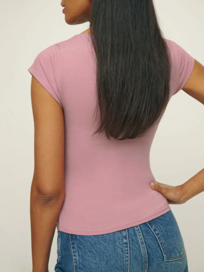 The Reformation Brielle Knit Top Rose Petals 8211 Clothing