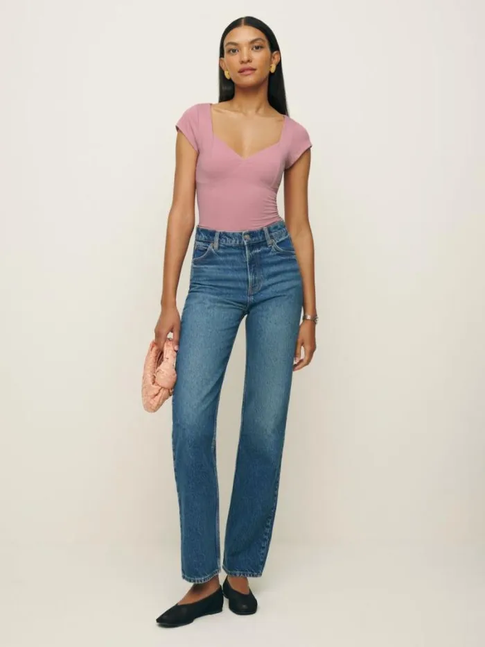 The Reformation Brielle Knit Top Rose Petals 8211 Clothing