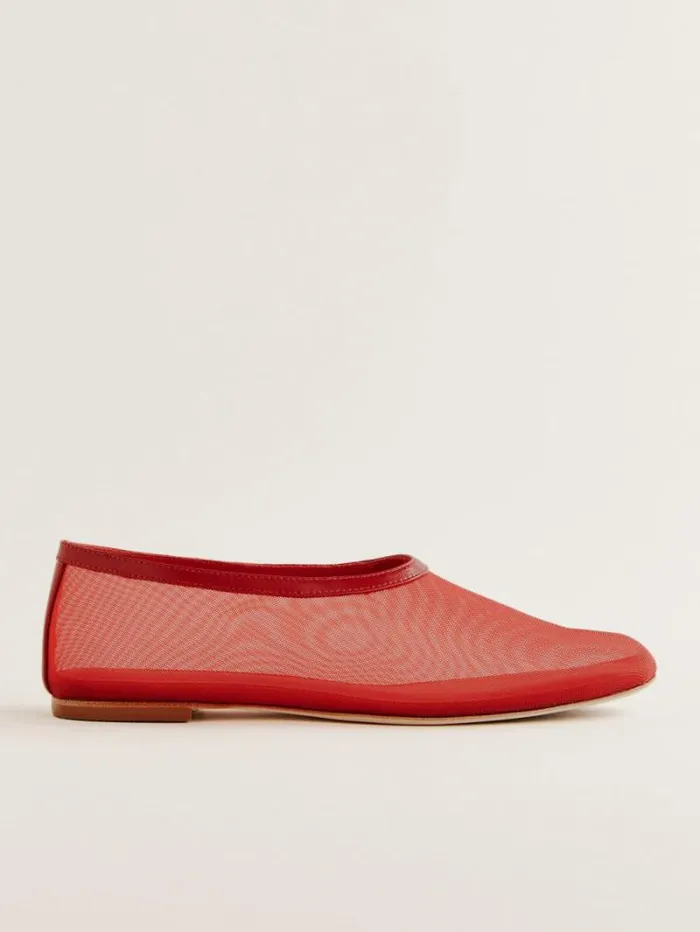 The Reformation Britt Ballet Flat Lipstick Mesh 8211 Shoes