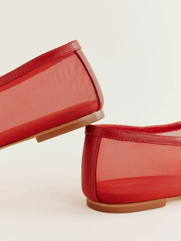 The Reformation Britt Ballet Flat Lipstick Mesh 8211 Shoes
