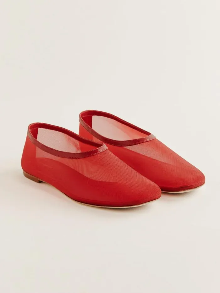 The Reformation Britt Ballet Flat Lipstick Mesh 8211 Shoes