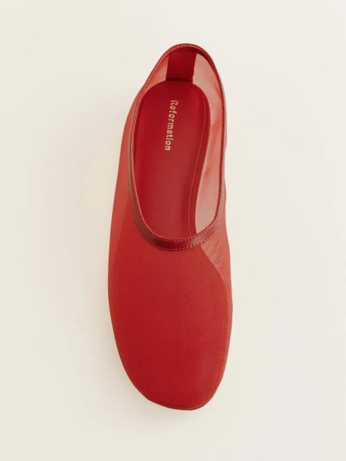 The Reformation Britt Ballet Flat Lipstick Mesh 8211 Shoes
