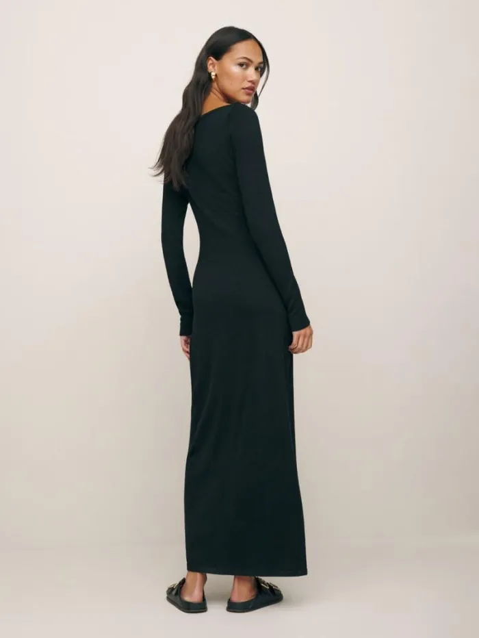 The Reformation Cameran Regenerative Merino Sweater Dress Black 8211 Clothing