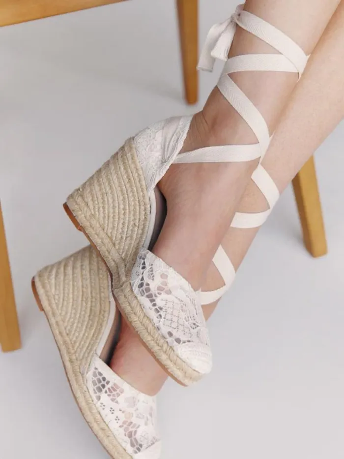 The Reformation Camilla Lace Up Wedge Espadrille White Lace 8211 Weddings