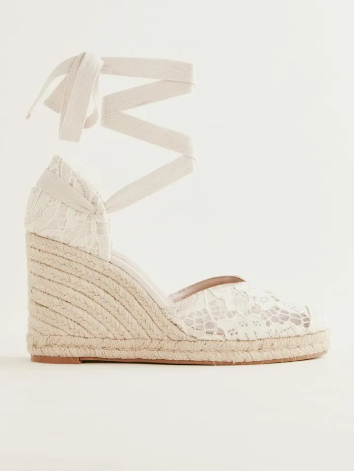 The Reformation Camilla Lace Up Wedge Espadrille White Lace 8211 Weddings