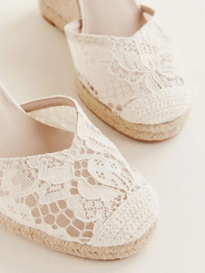 The Reformation Camilla Lace Up Wedge Espadrille White Lace 8211 Weddings