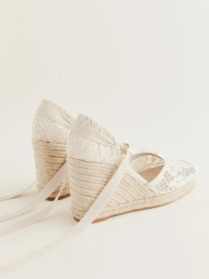 The Reformation Camilla Lace Up Wedge Espadrille White Lace 8211 Weddings