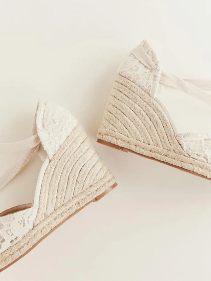 The Reformation Camilla Lace Up Wedge Espadrille White Lace 8211 Weddings