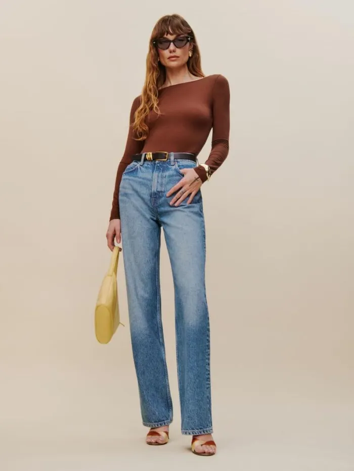 The Reformation Cary High Rise Slouchy Straight Leg Jeans Colorado 8211 Clothing