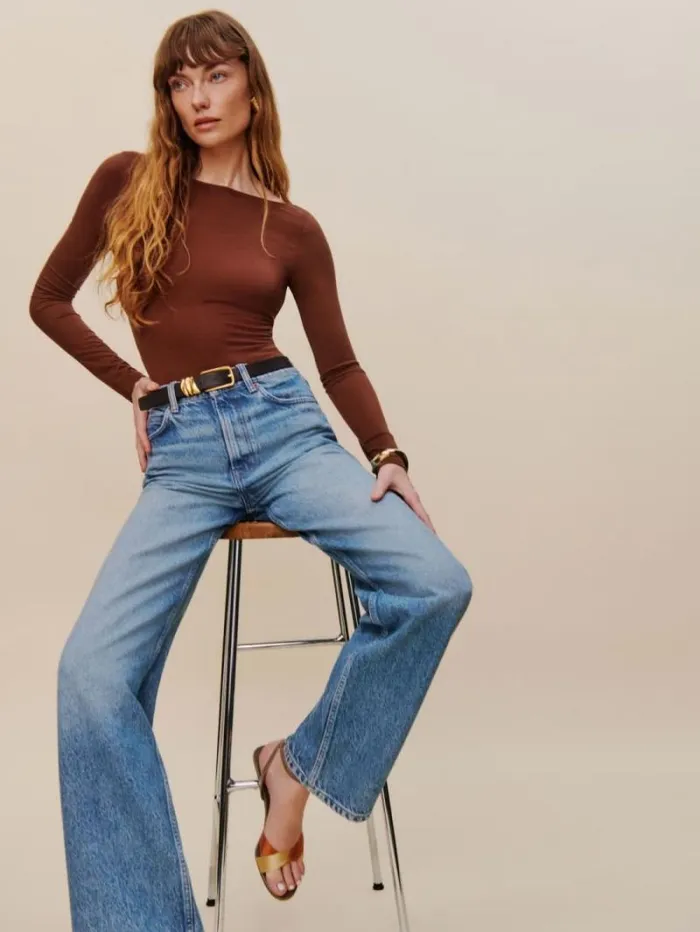 The Reformation Cary High Rise Slouchy Straight Leg Jeans Colorado 8211 Clothing