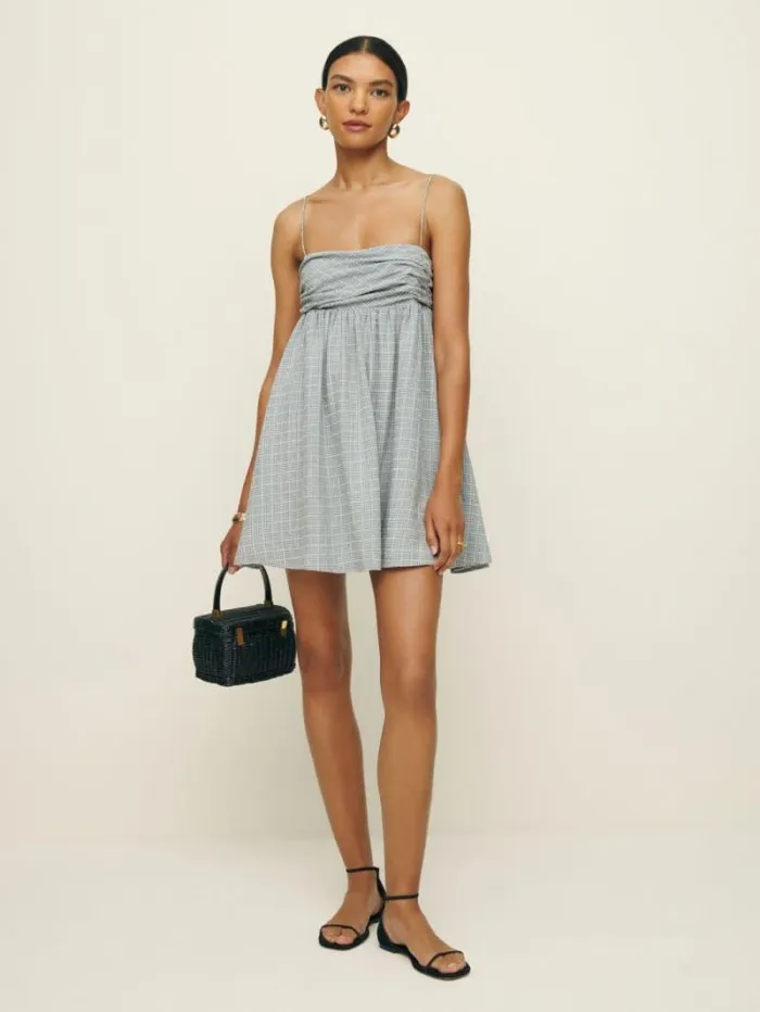 The Reformation Catarina Dress Slate Check 8211 Clothing