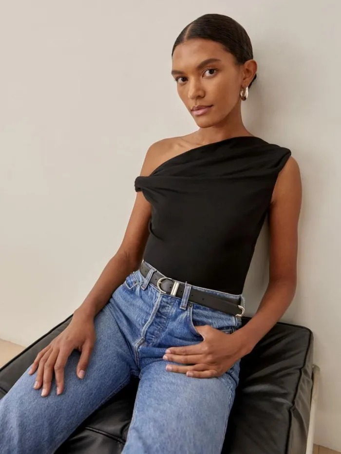 The Reformation Cello Knit Top Black 8211 Clothing