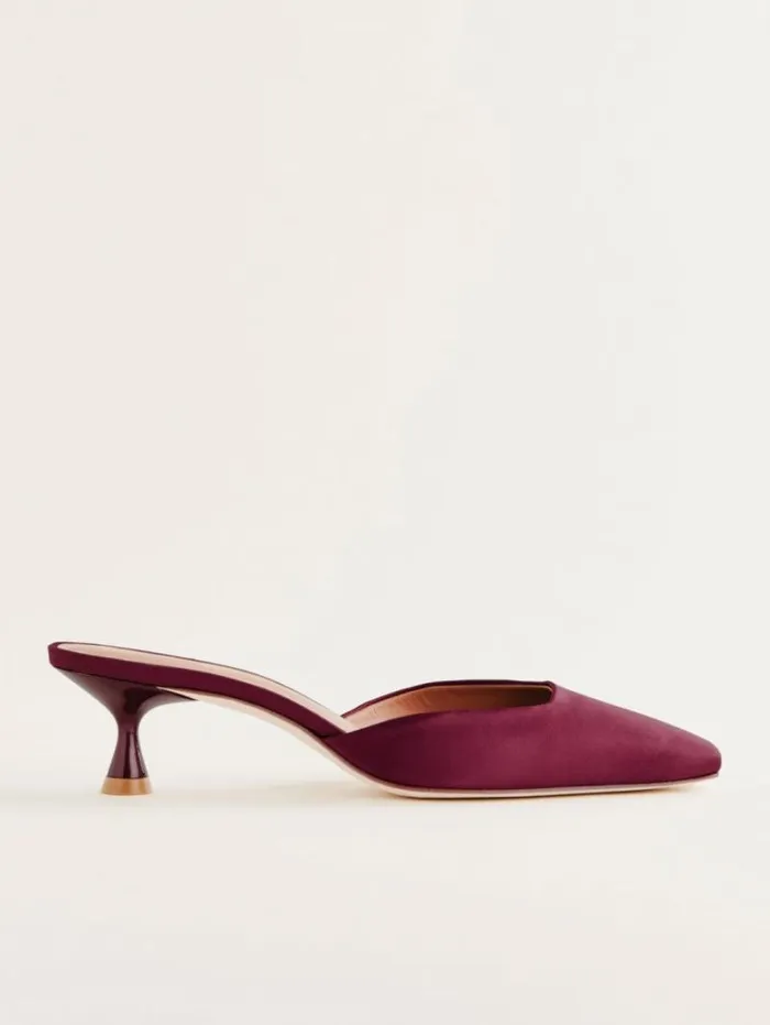The Reformation Daniela Kitten Mule Dark Cherry Satin 8211 Shoes